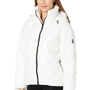 Kenneth Cole New York Diamond-Quilted Hooded White Puffer Coat